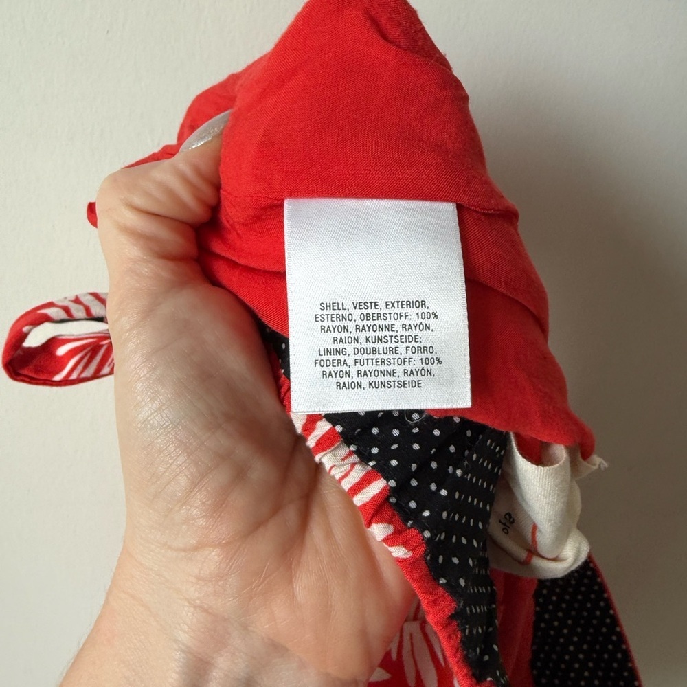 Anthropologie Conversations Colloquial Red Daisy Print Wrap Midi Skirt S - Picture 9 of 9